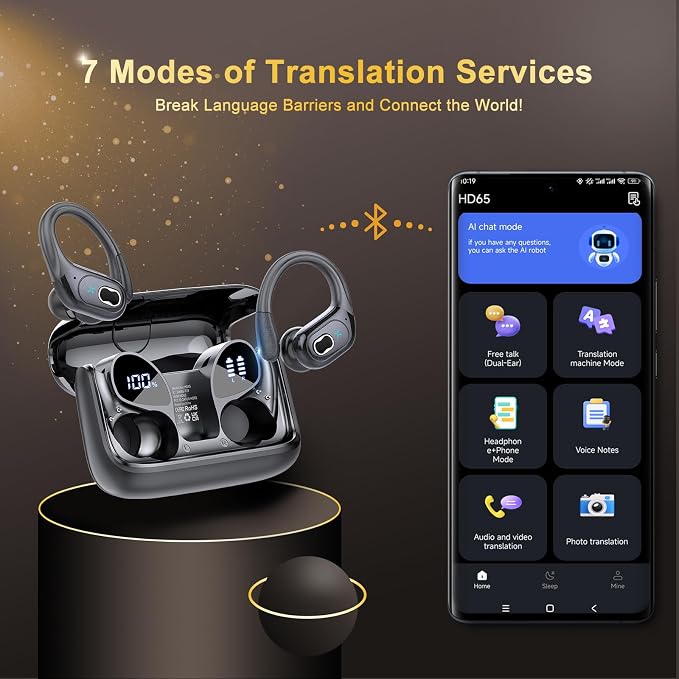 AI Translation Earbuds Real Time, 164 Language Translator Earbud 3-in-1