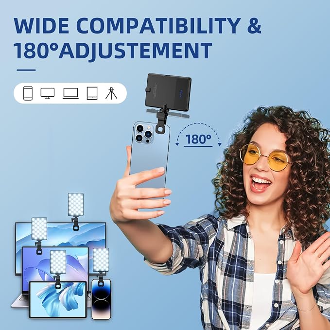 Led Selfie Light, Phone Clip, 3000mAh Rechargeable, Photo Light