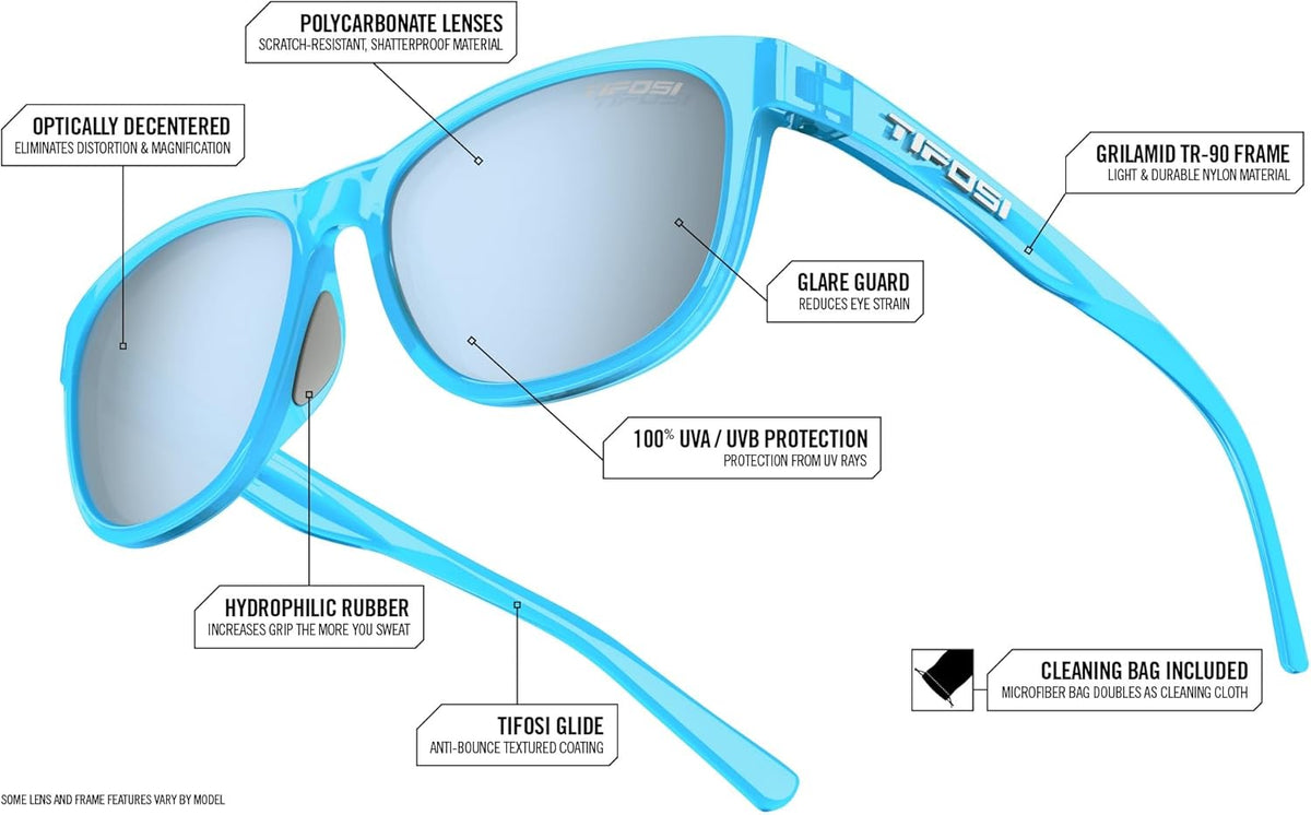 Tifosi Optics Swank Sunglasses - Stylish Bundle with Case & Eyewear Straps for Ultimate Protection