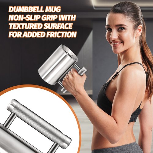DITOSH 8kg 17.6lb Heavy Coffee Mug Challenge 304 Stainless Steel Dumbbell Cups Silver Overweight Sports Water Cup for Fitness Training Arm Strength Prank Gift Home Gym Workout Equipment 100ml 3.4oz