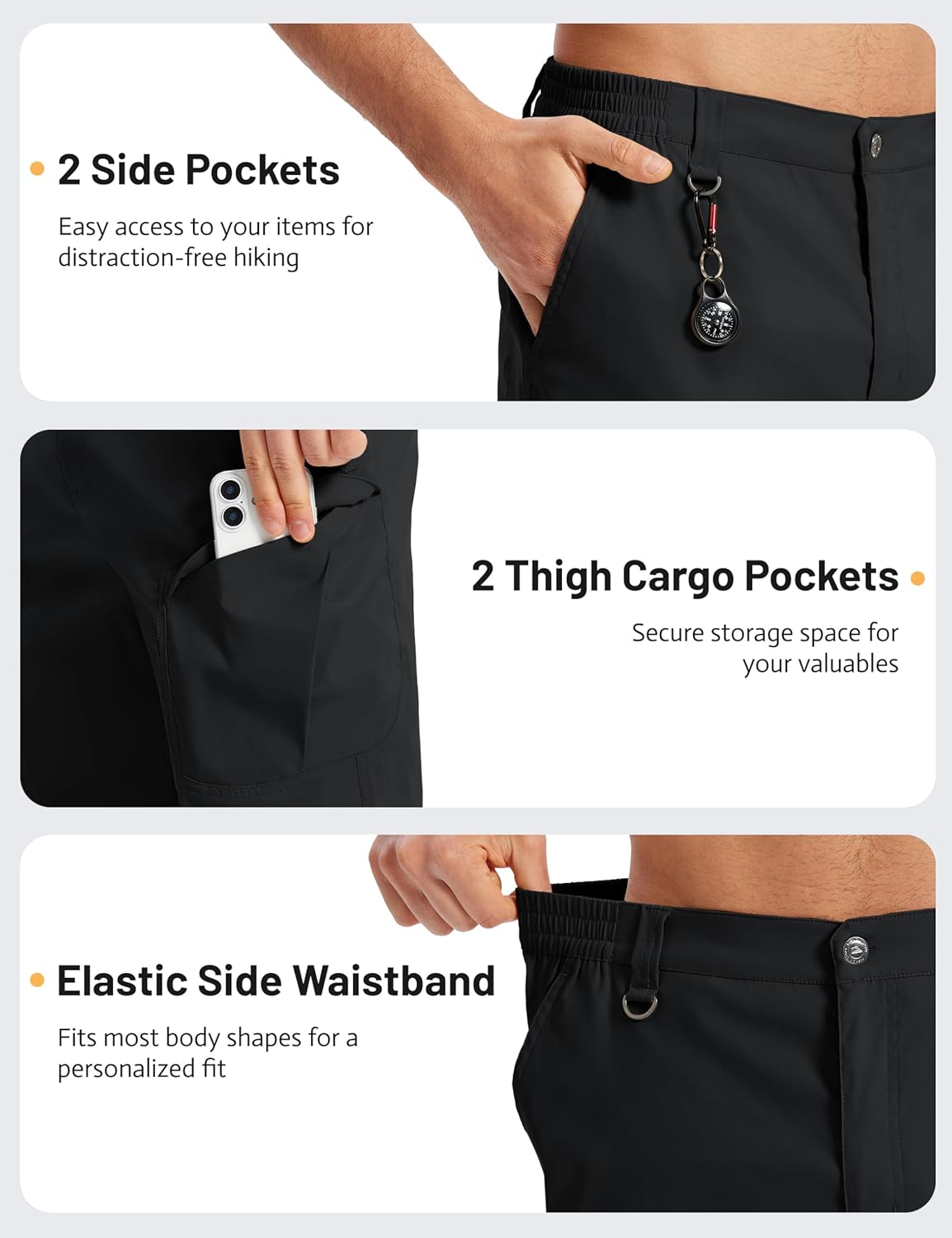 TACVASEN Men's Cargo Hiking Shorts - Quick Dry Tactical Work Shorts with 6 Pockets | Summer Casual Wear