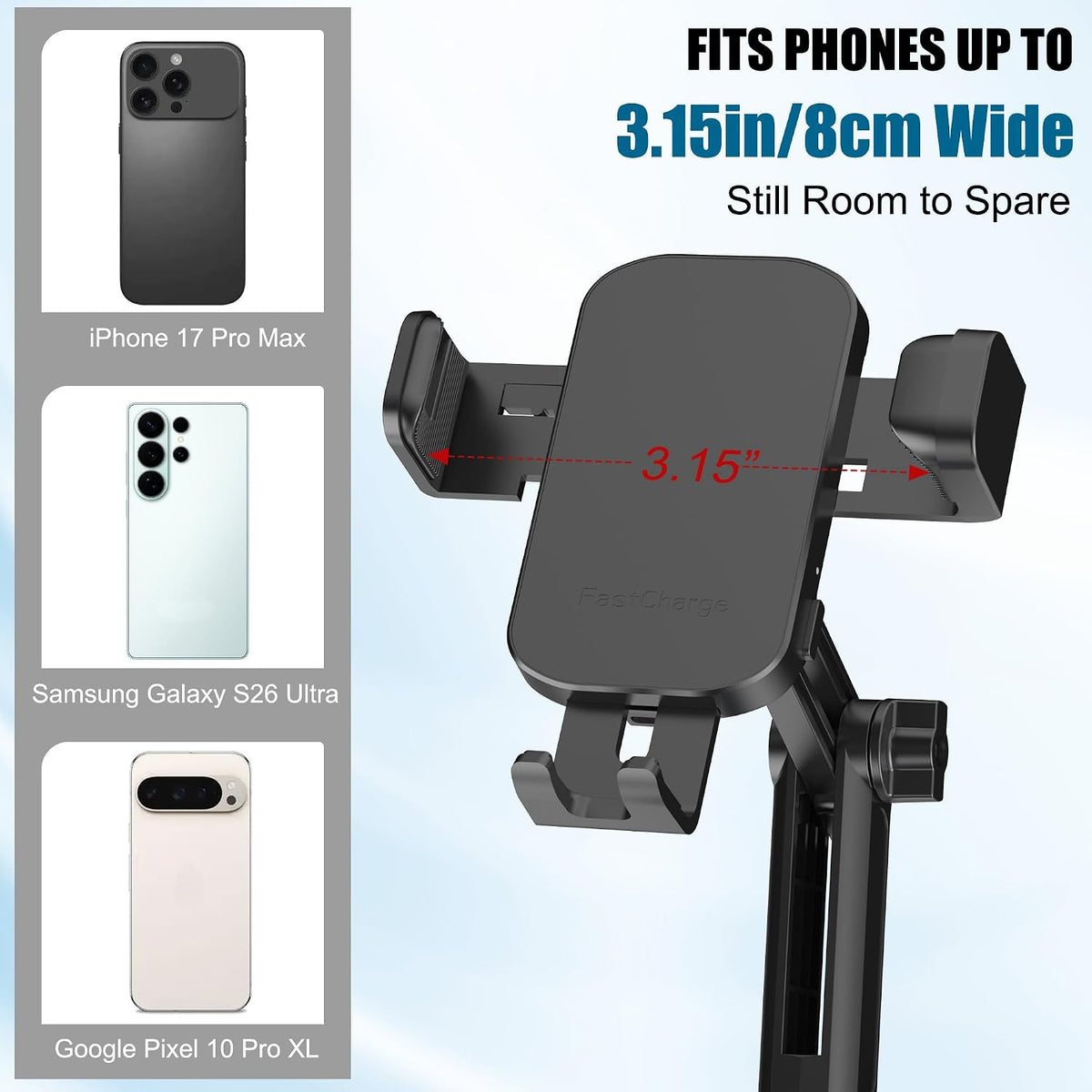 SAGRUILA 2-in-1 Cup Phone Holder for Car with up to 15W Wireless Charging