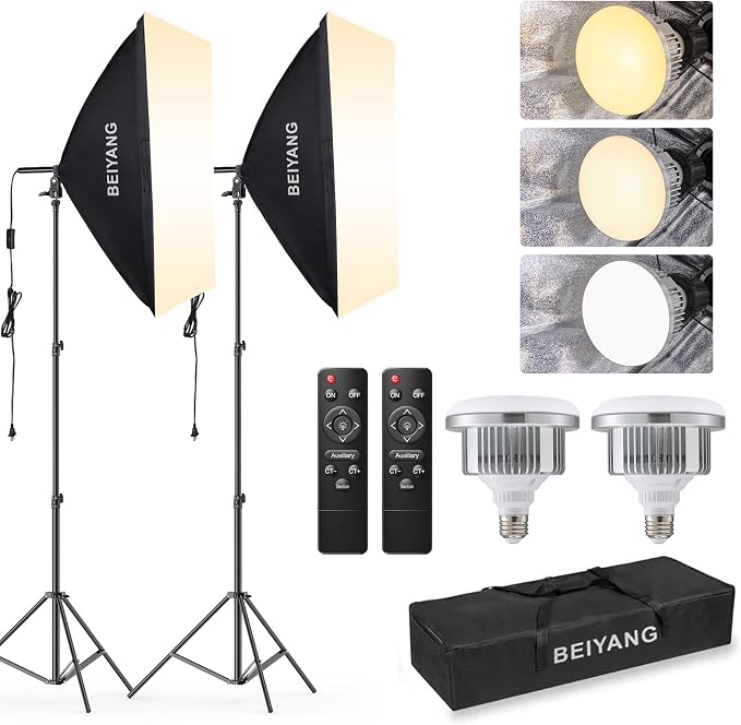 BEIYANG Softbox Lighting Kit, 2x20''x28'' Photography Soft Box