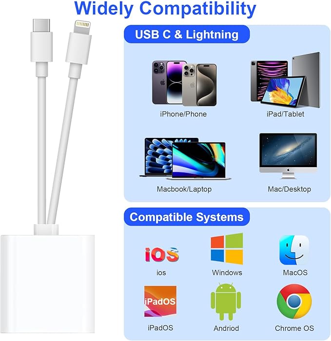 SD Card Reader for iPhone iPad, USB C & Lightning Dual Interface Memory Card