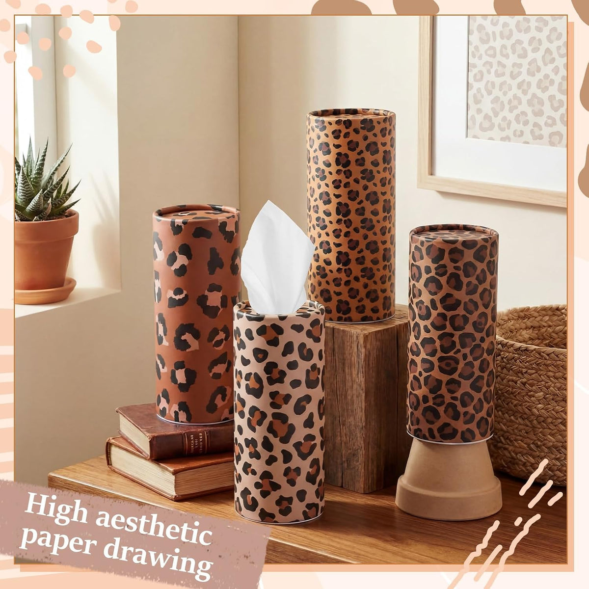 Maxcheck 20 Pack Car Tissue Cylinder with 3 Ply Facial Tissue Bulk, Leopard