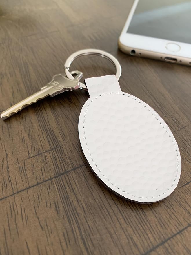 LaserGram Oval Keychain, Off Road Racer, Personalized Engraving Included (Golf White)