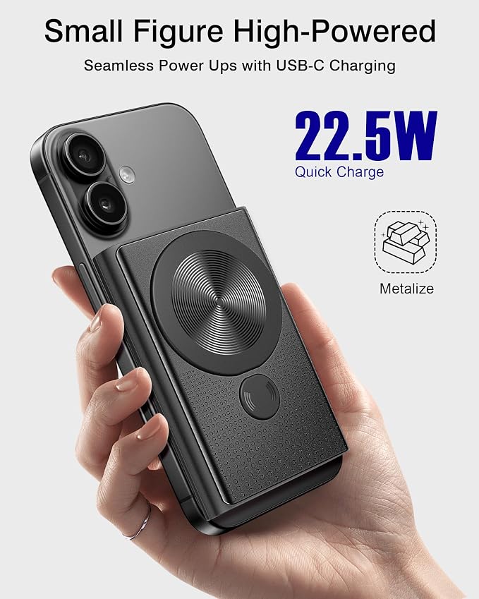 Kesguar Magnetic Portable Charger 10000mAh - 22.5W PD Super Fast Charging Wireless Power Bank, Ultra-Strong Magnet, USB C in&Out Battery Pack for iPhone 17/16/15/14/13/12 Pro Series
