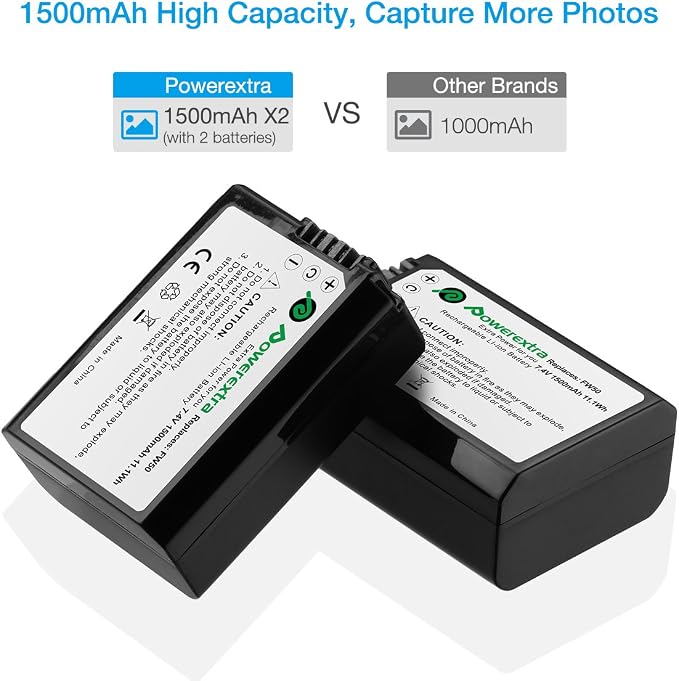 NP-FW50 Battery and Smart LCD Display Dual USB Charger Compatible