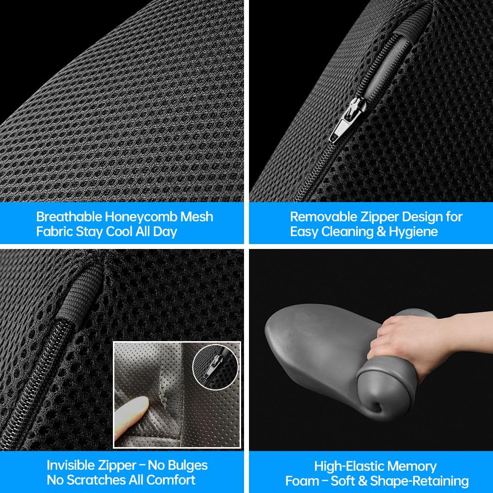 Aerovia Oegive 1P Car Lumbar Support with Ergonomic Structure, Suitable for Office Chairs, Gaming Chairs and Car Seats, Memory Foam Material with Breathable Mesh Fabric, Long-Lasting Lumbar Support