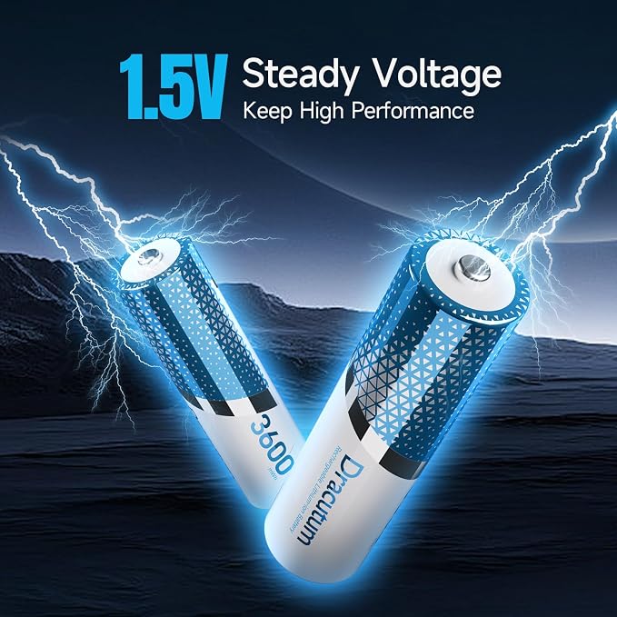 Rechargeable Lithium AA Batteries 8-Pack