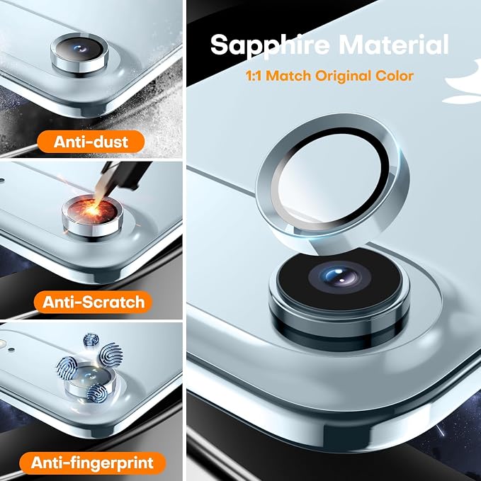 Camera Lens Protector for iPhone Air, Sapphire Glass Metal Individual Camera