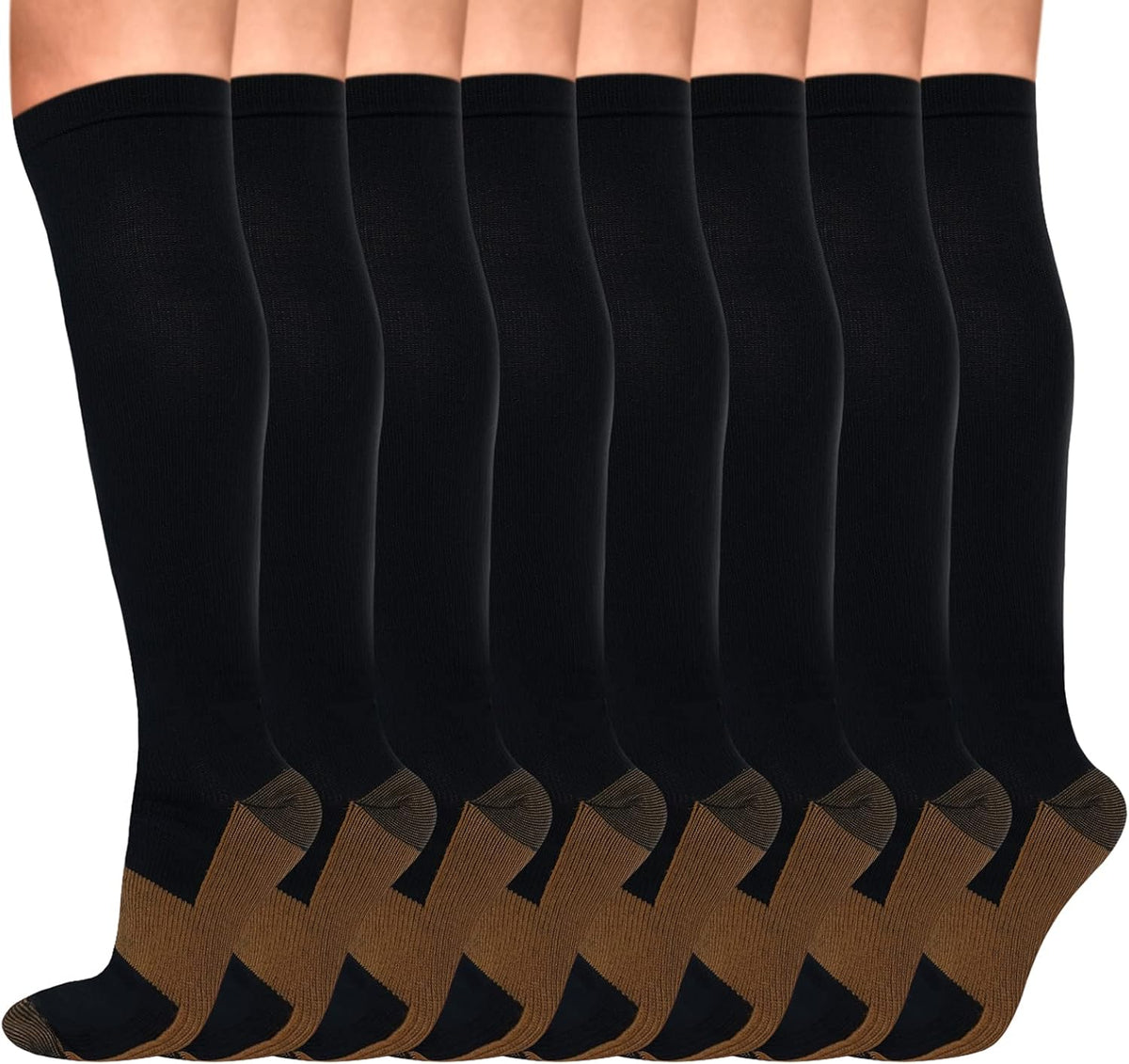 Skiennix Copper Compression Socks - 8 Pairs for Enhanced Circulation | Unisex Design