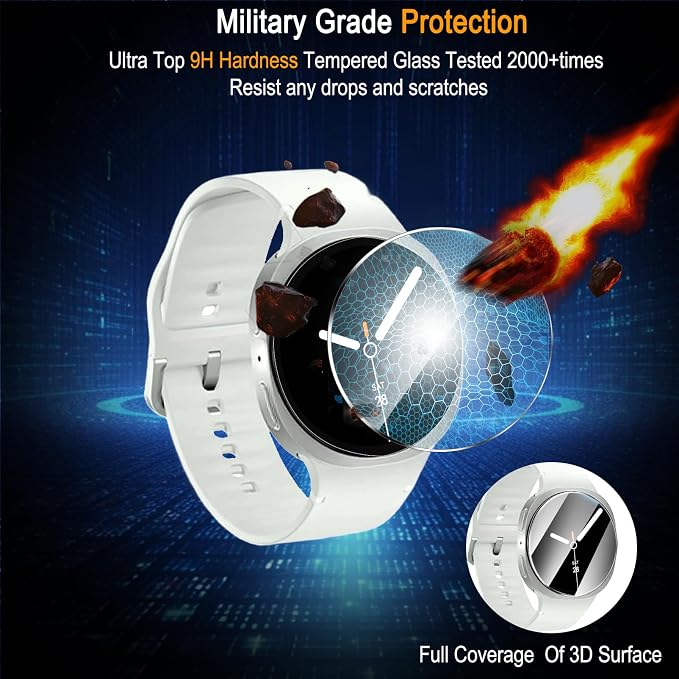 SiHPuoy 4 Pack for Samsung Galaxy Watch 8 Screen Protector 40mm Tempered Glass