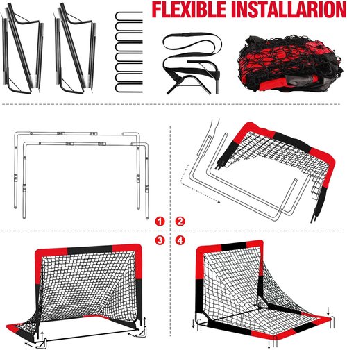 BORNEW Soccer Goals - Portable 2 Pack Pop-Up Nets for Kids & Adults | Indoor & Outdoor Use, 7x5/6x4/4x3 ft