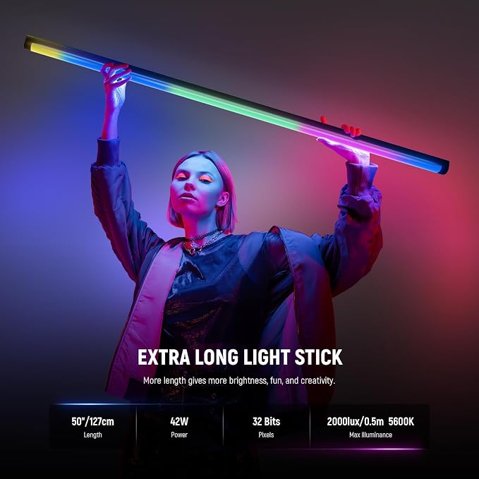 NEEWER TL120C RGB Tube Light, 42W Full Color RGBWW Photography LED Video Light