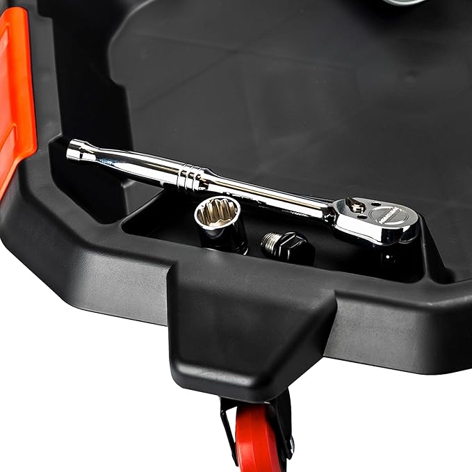 Powerbuilt 2-in-1 2 Gallon Oil Drain Caddy, Tool Creeper, Drain Pain - Red Black 642964ECE