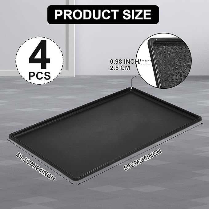 4 Pcs Auto Drip Tray Oil Drip Pan for Under Car Plastic Oil Tray Keep Garage Show Room Driveway Floor Safe and Clean from Fluid Drippings (35 x 24 Inch)