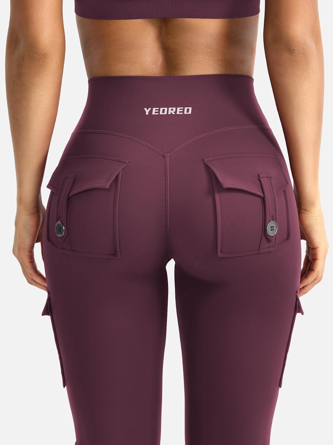 YEOREO CoreFlex Women's High-Waisted Flare Leggings - Hidden Pockets & No Front Seam, Perfect for Gym & Yoga