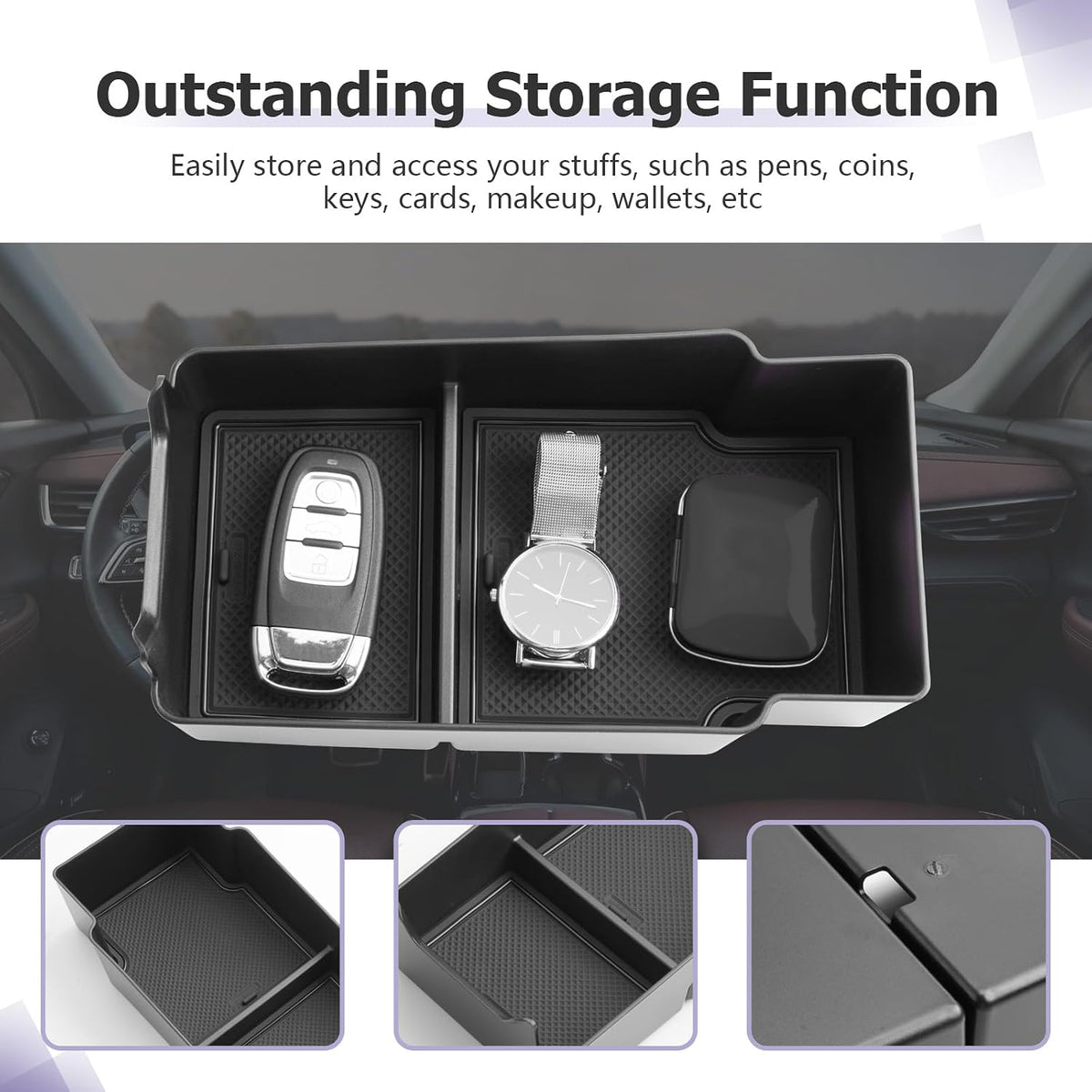 LUWU 2025 2026 Envision Center Console Organizer Compatible with 2024 2025 2026 Buick Envision Accessories Armrest Console Organizer Armrest Organizer Insert Tray