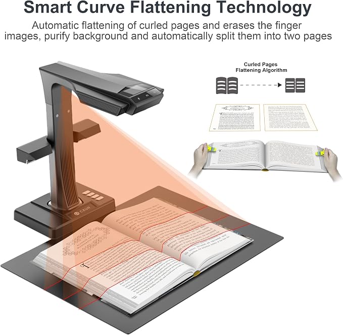 CZUR ET18 Pro Professional Document Scanner, 2nd Gen Auto-Flatten & Deskew Tech