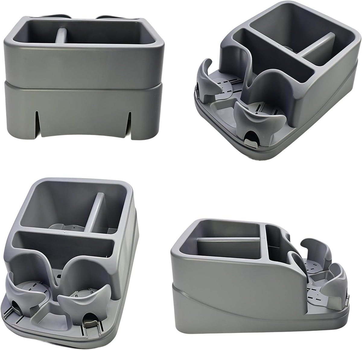 Car Console Organizer, Car Seat Organizer with 2 Adjustable Cup Holders, Center Console for Cars, Trucks, Minivans, SUVs, Vehicle Organizer, 3 Large Storage Compartment (Gray)
