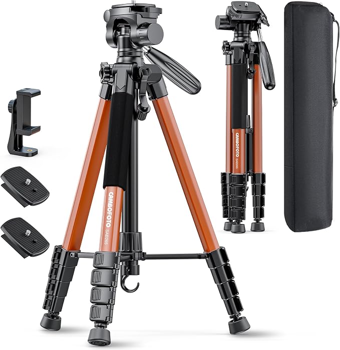 CAMBOFOTO 74"-Camera-Tripod, Professional Aluminum Heavy Duty Tripod Stand