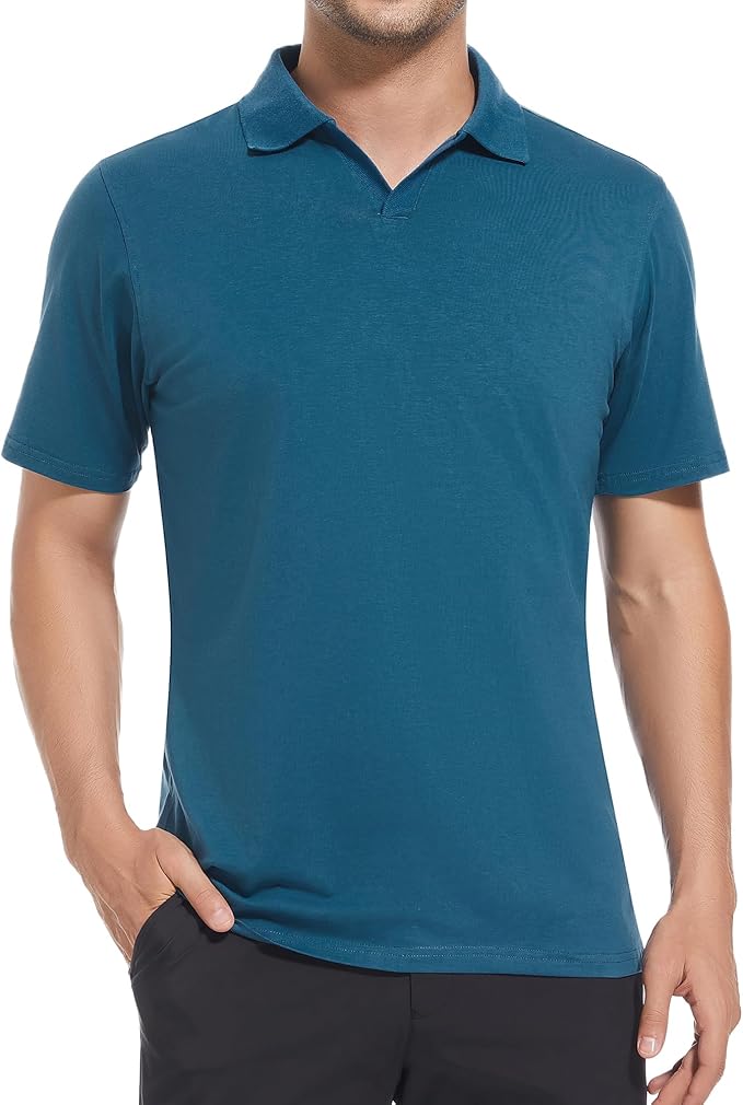 Esabel.C Jacquard Golf Shirts for Men Moisture Wicking Short Sleeve Performance Dry Fit Active Mens Polo Shirts