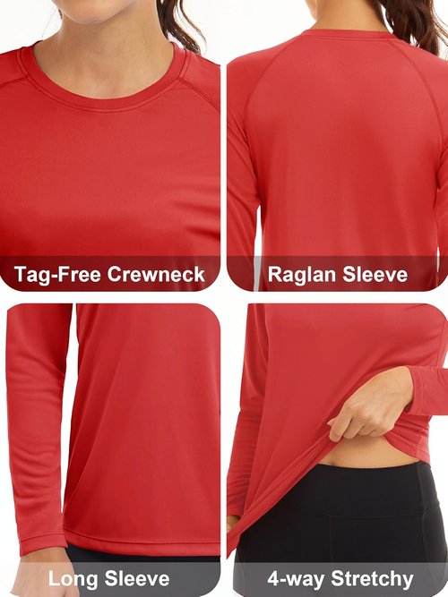 MAGCOMSEN Women's Long Sleeve UPF 50+ Sun Protection Shirt - Ideal for Hiking, Fishing & Workouts