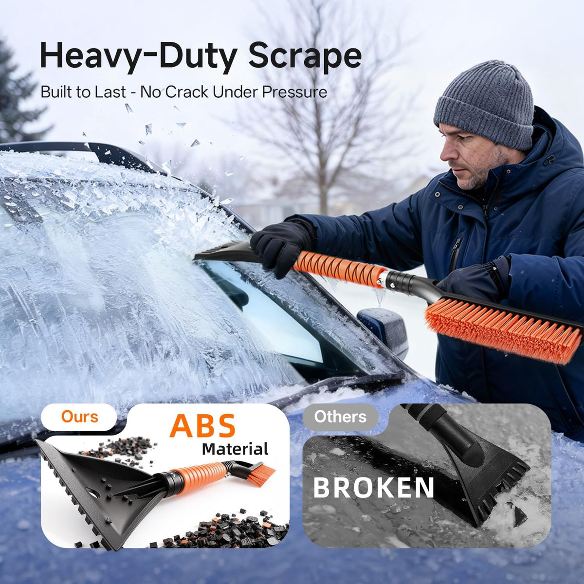 DMJN [2026 Upgraded 27'' Snow Brush and Ice Scrapers for Car Windshield [One-Wipe Clean] Detachable Snow Brush for Car with Ergonomic Foam Grip for Cars, Trucks, SUVs