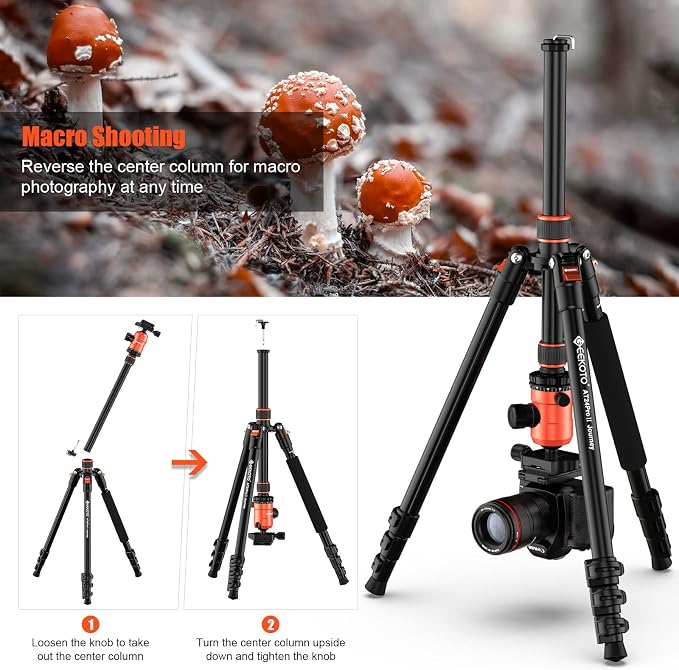 GEEKOTO 77'' Aluminum Camera Stand & Monopod, Foldable Travel Gear