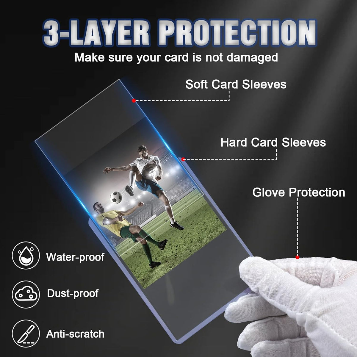 Skiennix 200 Card Sleeves - Premium Hard Plastic Toploaders with 100 Penny Sleeves | 3" x 4" Protectors for Trading Cards