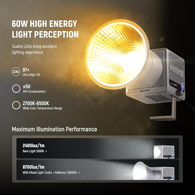 NEEWER 60W Portable RGB LED Video Light Handheld Fill Light, APP/2.4G/Panel