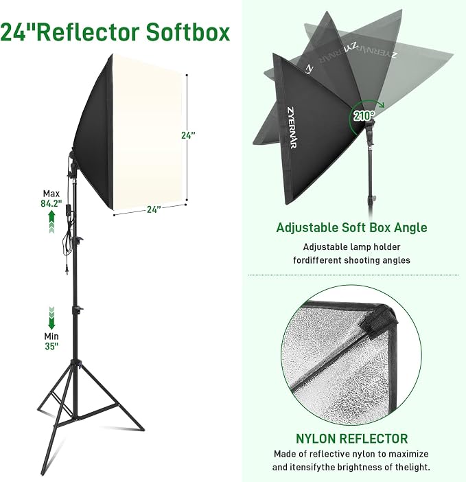 Photography Lighting kit with Backdrops, 8.5x10ft Backdrop Stands, Zyernar LED
