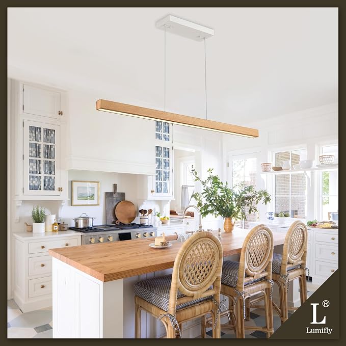 39" Linear Pendant Light Wood Grain Led Linear Pendant Light Fixtures Ceiling
