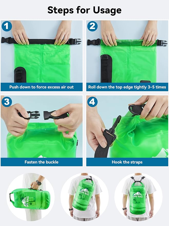 HEETA Dry Bag Waterproof for Women Men, 5L/10L/20L/30L/40L Roll Top Lightweight