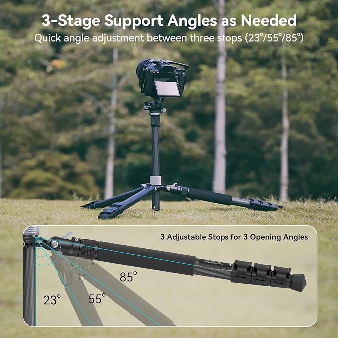 SmallRig AP-20 Carbon Fiber Tripod, 62.2" Camera Tripod Monopod