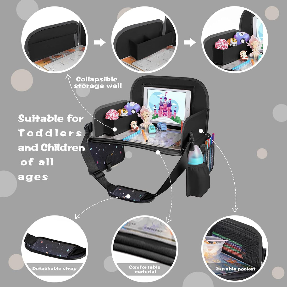 MENZOKЕ Kids Travel Tray, Road Trip Activities for Kids Toddlers