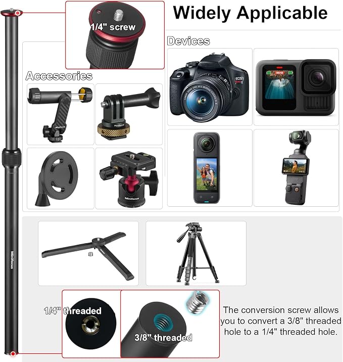 MINIFOCUS Tripod Extension, 2 Section Center Columns, 23.4" Alloy Aluminum