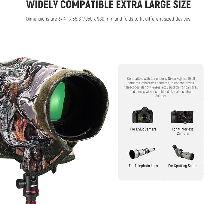 NEEWER PB019 Camera Rain Cover XL Large Waterproof Raincoat Protective Cover