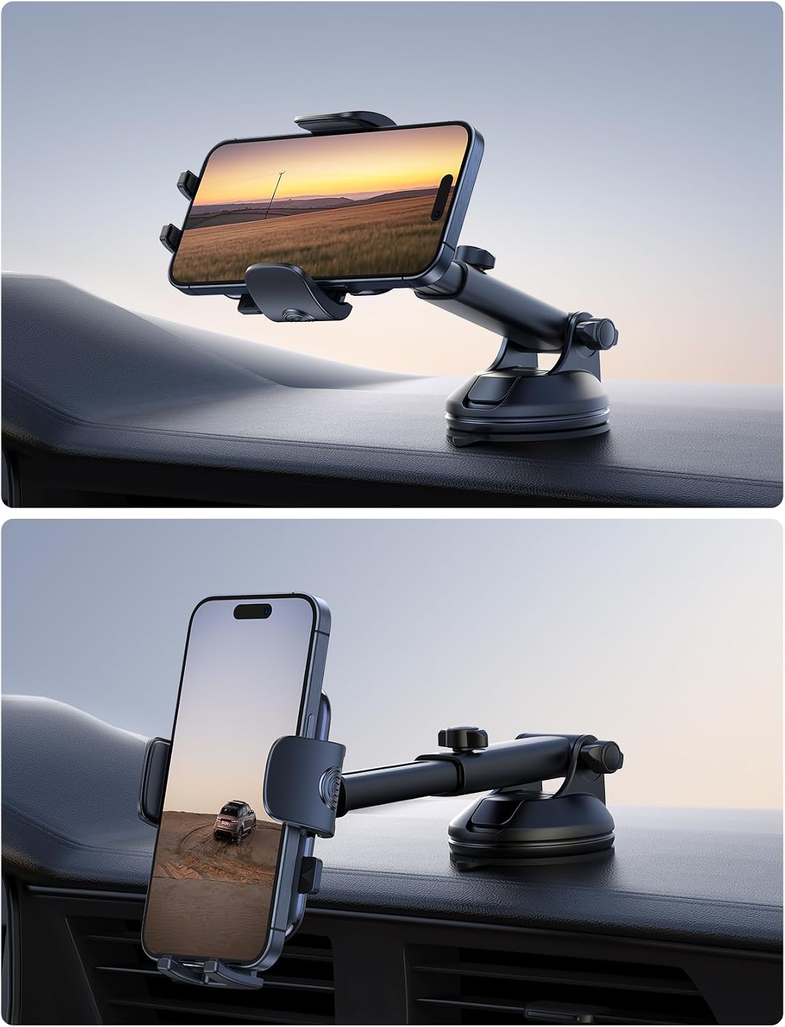 Lamicall Car Phone Holder Military-Grade Suction Cup Dashboard Windshield