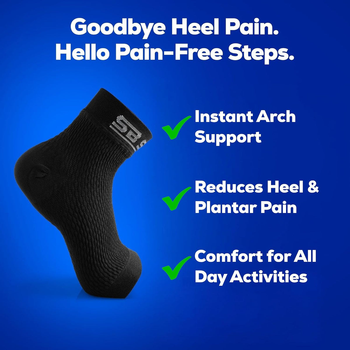 SB SOX Compression Socks for Plantar Fasciitis - Arch Support & Heel Pain Relief | Toeless Design, Small, Black