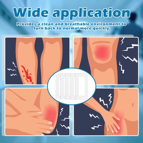 Nuanchu 50 Pieces Island Dressing Bordered Gauze Wound Care Bandage with Adhesive Border Wound Bandage Pads Waterproof Breathable Individually Wrapped Bandages Non-Stick Central Pad(4 x 8 Inch)