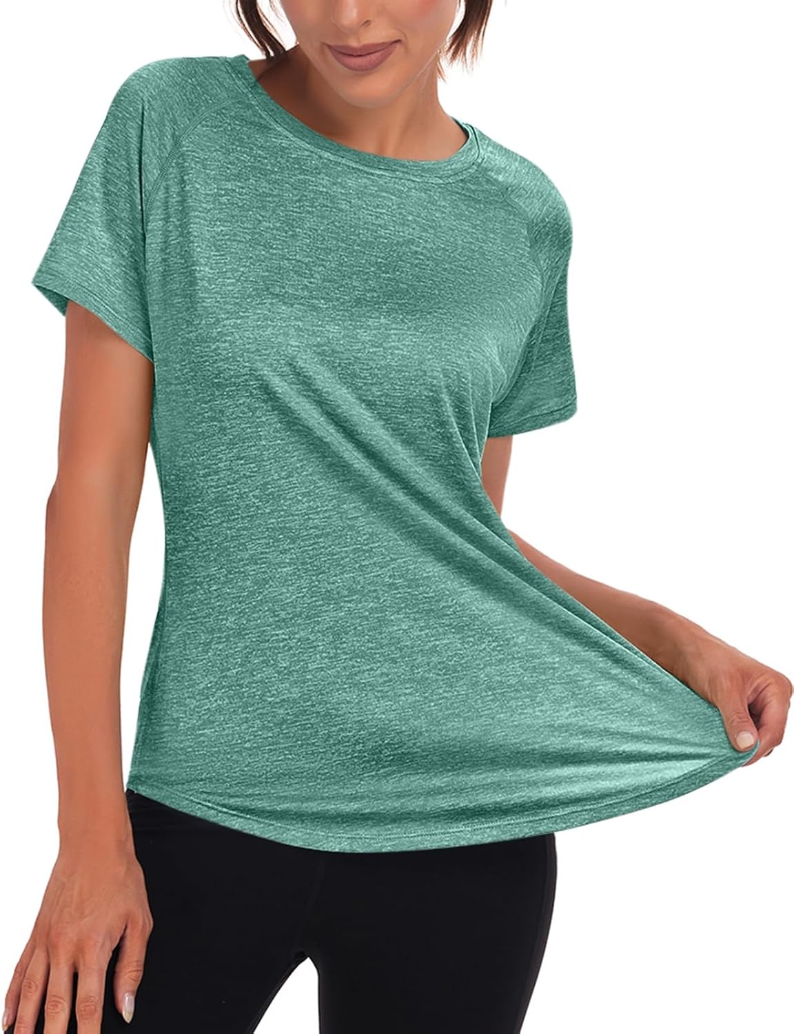 Skiennix Women's Long Workout Top - Short Sleeve Dry-Fit Mesh Open Back Athletic Tee | Loose Fit