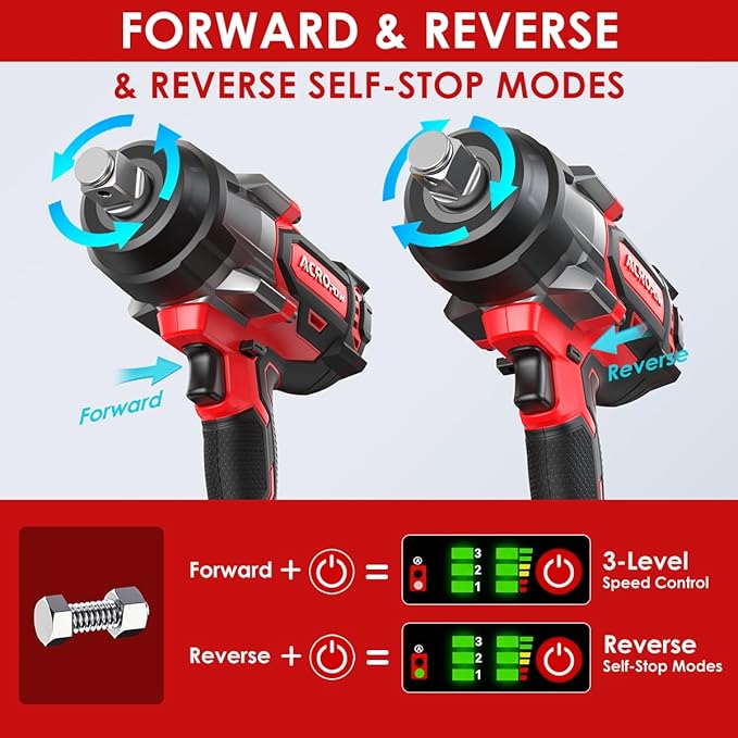 ACROPOW Cordless Impact Wrench Compatible with Milwaukee 18V Battery， 3/4” 1850FT-LBS Brushless High Torque Impact Driver, Auto-Stop Reverse, Variable Speed Heavy Duty Impact Gun(Bare Tool)