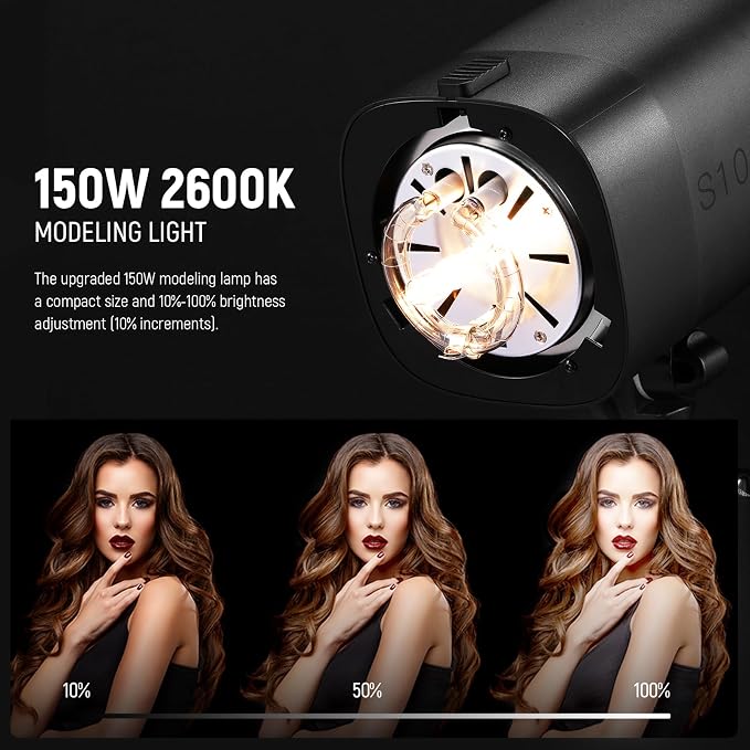 NEEWER 600Ws Studio Monolight Flash Light Kit: 2 Pack S101-300W PRO 5600K