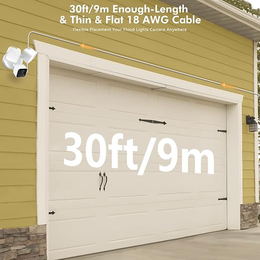 30ft/9M Power Cable with Adapter and Plug-in Mount Compatible with Blink