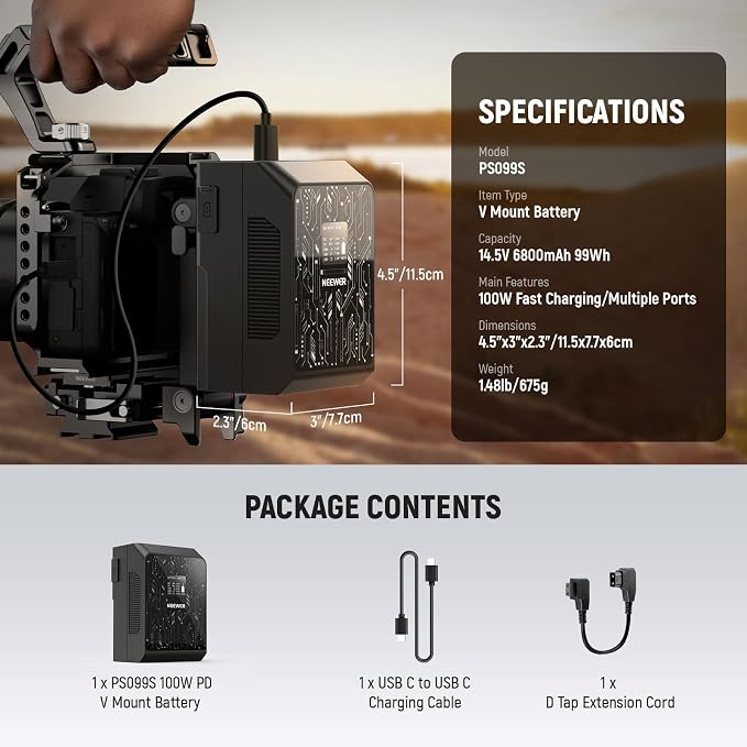 NEEWER Smart Mini V Mount Battery NEEWER APP Control, 6800mAh 99Wh 14.5V