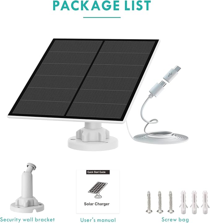 5W Solar Panel for Security Camera Outdoor, 5V USB Solar Panel Charger