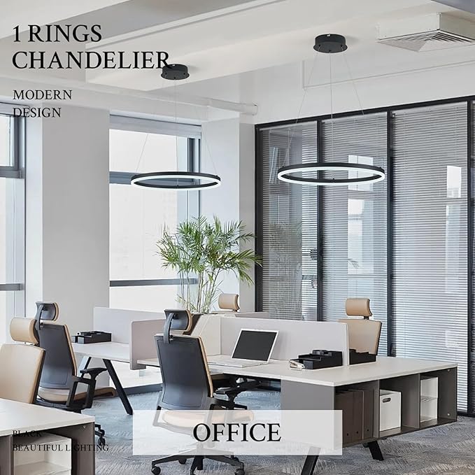 Modern LED Pendant Lighting Ring Chandelier Black Dimmable LED Chandelier