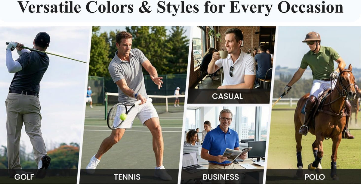 PINSPARK Men's Polo Shirt - Performance Moisture-Wicking Golf Shirt with UPF 50 Protection | Quick-Dry Casual Collared Design